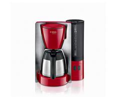 Bosch TKA6A684 ComfortLine Filterkaffeemaschine, Aroma+, Thermokanne, abnehmbarer Wassertank (1 L), 1200 W, Edelstahl/rot