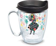 Tervis 1269201 Disney Alice im Wunderland Curiouser Thermobecher mit Wickel, 473 ml, transparent Schwarzer Deckel 16 oz farblos
