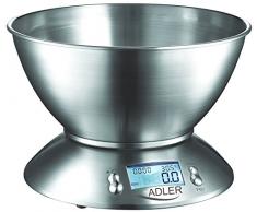Adler AD 3134 Digitale Küchenwaage mit Edelstahl-Schüssel