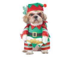 Hundekostüm Elf, Grün/Rot, Hundekostüm Elf Puppe, X-Small, Grün/Rot