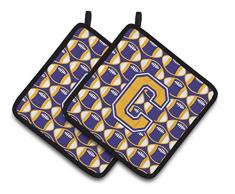 Caroline s Treasures Buchstabe C Fußball Violett & Gold Paar Topflappen cj1064-cpthd, 7.5hx7.5 W, multicolor
