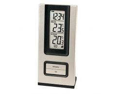 Technoline WS 9117-IT klassische Wetterstation mit Uhrzeit, Innen- und Außentemperaturanzeige, inklusive Außensensor TX29-IT Übertragungsfrequenz 868 MHz,, silber-blau/grau, 5,8 x 2,3 x 12,5 cm