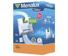 Original Markenware Menalux 2000 Megapack, Duraflow fresh mit Anti-Odour , 12 Staubsaugerbeutel, Passend u.a. fürr Siemens VS 06, VS 07, VSZ 1, VSZ 2, VSZ31, VSZ 32, VSZ 4, VSQ4GP1264, VS06G2410, VSZ32410, VSQ5X1230, VSZ31455