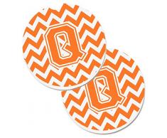 Caroline s Treasures Buchstabe F Chevron orange & weiß Set von 2 Tasse Halterung Auto Untersetzer cj1046-qcarc, 2,56, multicolor