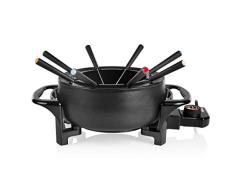 Tristar Fondue-Set für bis zu 8 Personen, 1,5 Liter Fassungsvermögen, inklusive Edelstahlgabeln, 1000 Watt, FO-1107, Schwarz