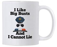 Casitika Lustiges Polizisten-Geschenk. I Like Big Busts And I Cannot Lie. Kaffeebecher mit AufschriftLaw Enforcement, 325 ml Geschenkidee für Hochschulabschluss, Papa Cop oder Ruhestand