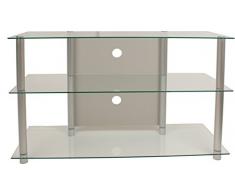 VCM TV Rack Lowboard Konsole LCD LED Fernsehtisch Möbel Bank Glastisch Tisch Schrank Aluminium Klarglas Olopa XXL