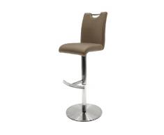 Robas Lund Stuhl, Barstuhl, Barhocker, Alesi, Edelstahl gebürstet/cappuccino, 42 x 91-116 x 51 cm, ALESIEPC