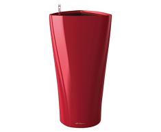 LECHUZA DELTA Premium 40, Scarlet Rot Hochglanz, Hochwertiger Kunststoff, Inkl. Bewässerungssystem, Herausnehmbarer Pflanzeinsatz, Für Innen- und Außenbereich, 15559
