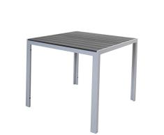 Chicreat Tisch aus Aluminium mit Polywood-Platte, Silber und Schwarz, 90 x 90 x 75 cm