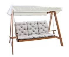 Ambientehome Hollywoodschaukel 3-Sitzer Holzschaukel Schaukel Massivholz inkl. Kissen VETLANDA, braun