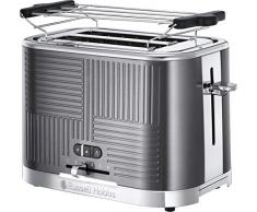 Russell Hobbs Toaster Edelstahl Geo grau, 2 extra breite Toastschlitze, inkl. BrÃ¶tchenaufsatz, 6 einstellbare BrÃ¤unungsstufen + Auftaufunktion, Schnell-Toast-Technologie, 1640W, 25250-56