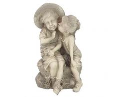 Design Toscano Küssende Kinder Statue mit Junge und Mädchen, Maße: 21.5 x 19 x 35.5 cm 1 kg