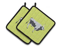 Caroline s Treasures bb7650pthd Ungarische grau Steppe Kuh grün verziert Topflappen, 19,1 x 19,1 cm Multicolor