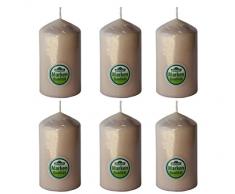 Dehner Stumpenkerzen, 6 Stück, Ø 5.7 cm, Höhe 10 cm, creme