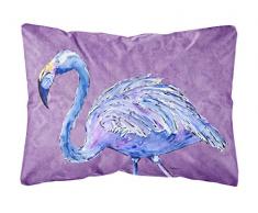 Carolines Treasures 8874PW1216 Dekokissen mit Flamingo auf lila Leinenstoff, groß, Mehrfarbig