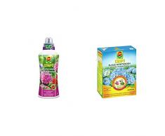 Compo Hortensien- und Kameliendünger für alle Morbeetpflanzen im Haus, auf Balkon und Terrasse sowie im Garten, Spezial-Flüssigdünger mit extra Eisen, 1 Liter + Blaue Hortensien Dünger