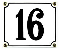 Buddel Bini Wetterfestes Emaille Hausnummernschild 16 12 x 14 cm, sofort lieferbar, weiß