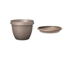 Scheurich Country Star Pflanzgefäß Living Taupe Ø 48 cm, Höhe 37 cm, Volumen 40 l, mit passendem Untersetzer