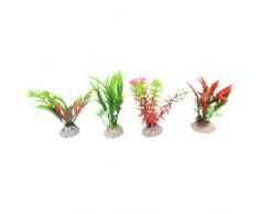 Sourcingmap Kunstpflanze für Aquarien, 10,9 cm, Burgunderrot/Grün, 4er-Pack