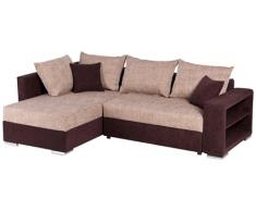Collection AB Houston Polsterecke, Ecksofa, Schlafsofa mit Bettkasten, Mikrovelours-Struktur, dunkelbraun / capuccino, Schenkelmaß 226 x 160 cm
