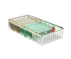 mDesign universeller Schubladenkasten aus Metall – Aufbewahrungskorb für Schubladen ordnet Küchenbedarf und Utensilien – Schubladen Organizer für Küche und Haushalt – chromfarben