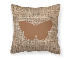 Carolines Treasures Deko-Kissen mit Schmetterlingsmotiv und braunem Leinenstoff, 35,6 x 35,6 cm, Mehrfarbig