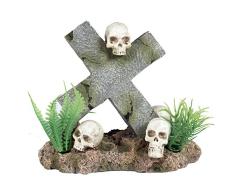 Pet Ting Kreuz und Totenköpfen Aquatic Ornament – Aquarium Dekoration – Vivarium Dekoration