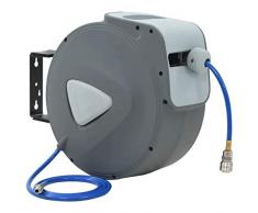 vidaXL 143256 Druckluftschlauch Aufroller Automatik 30m 1/4 Trommel Schlauchtrommel, Grau