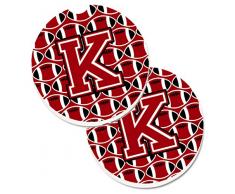 Caroline s Treasures Buchstabe K Fußball rot, schwarz & weiß Set von 2 Tasse Halterung Auto Untersetzer cj1073-kcarc, 2,56, multicolor