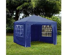 Gr8 Garden 70747-BLUE GR8 Gartenpavillon mit Seitenwänden, wasserdicht, für Strand, Party, Festival, Camping, Zelt, Sonnensegel, 3 x 3 x 2,45 m, Blau