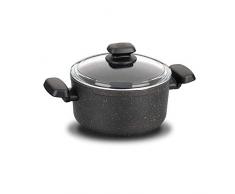 Korkmaz Ornella | Kochtopf | Granit-Topf | Kochgeschirr | Schwarz | 20cm | 3 Liter | Granitbeschichtung | Antihaft-Schicht | Induktionsgeeignet |