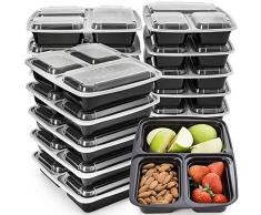 Mahlzeit Prep Container 3-fach – Frischhaltedosen mit Deckel – 35% Schwerer, mehr langlebiger Kunststoff – Dicke BPA-frei wiederverwendbar Bento Lunch Box für Teil Kontrolle 21 Tag Fix [15er Pack]