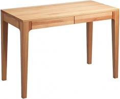 HomeTrends4You 610517 Schreibtisch, 110 x 76 x 55 cm, Kernbuche massiv geÃ¶lt, mit Schubladen