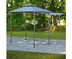 greemotion Pavillon Dayton, Gartenzelt mit Vordach, Grillpavillon mit Ablagemöglichkeiten, Pavillon aus Stahl mit Dach, Partyzelt in Anthrazit
