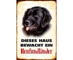 Schatzmix Dieses Haus bewacht EIN Neufundländer Newfoundler Hund Metal Sign deko Schild Blech Garten