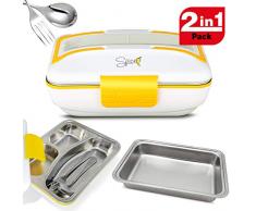 Amarillo Trio Reisewärmer Lunch Box 40 W 1 Liter + 2 herausnehmbare Edelstahl-Schalen