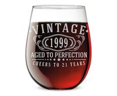 Weinglas im Vintage-Stil 1999, 43,2 ml, ohne Stiel, geätzt