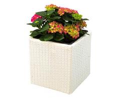 Pflanzkübel Blumenkübel Blumentopf Polyrattan Quadrat LxBxH 30x30x30cm weiß