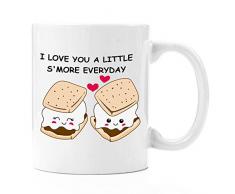 Kaffeetasse mit Aufschrift Love You A Little SMore, 325 ml, Geschenk für Hochzeit, Jahrestag, Geschenk für Sie, Geburtstagsgeschenk für Sie, perfektes Geschenk für Sie, romantisches Geschenk für Sie, niedliches Geschenk für Ihn.