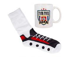 Paladone PP5043 Geschenkset mit vier Tassen und Fußballsocken aus Keramik und Kaffeetasse, einzigartige und super lustige Art und Weise, Ihr Lieblingsgetränk zu trinken.