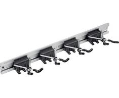 Meister Gerätehalterleiste X-Form 500 mm - Geräteleiste & 4 Gerätehalter - Aluminium - Leichte Montage / Werkzeughalter / Gerätehalter für Gartengeräte / Werkzeugleiste / Besen-Halter / 9953170