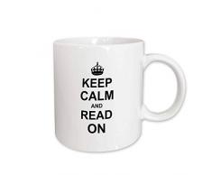 3dRose mug_157761_2 Keep Calm and Read on Becher, keramik, schwarz