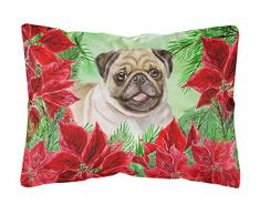 Carolines Treasures CK1365PW1216 Kissen, Rehkitz, Mops, Outdoor, Leinen, Weihnachtsstern