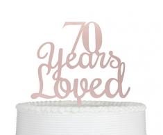 qttier 70 Jahren Loved 70. Happy Birthday Cake Topper Anniversary Party Dekoration Premium Qualität Acryl (Rose Gold)