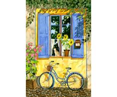 Toland Home Garten Kopfsteinpflaster Cruiser 12,5 x 18 Zoll Deko Frühling Sommer Blume Fahrrad Kitty Katze Garten Fahne