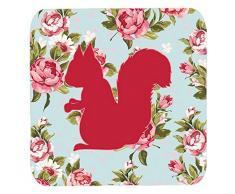 Caroline s Treasures bb1119-rs-bu-fc Eichhörnchen Shabby Chic Blue Roses Schaumstoff Untersetzer (4 Stück), 8,9 cm H x 8,9 cm W, multicolor