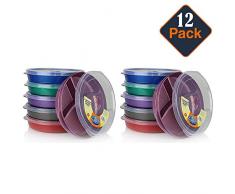 (Set von 12) Mikrowelle Speisen, Container – 3 Abschnitt/Fach 12 Stück mehrfarbig