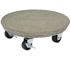 WAGNER Pflanzenroller Stone Ø 28 cm I Pflanzenroller & Blumenroller für Außenbereich + Innenbereich, Terrazzo-Optik dunkel I Kübelroller aus Beton mit 2 Feststellern I Tragkraft 100kg – 20090101