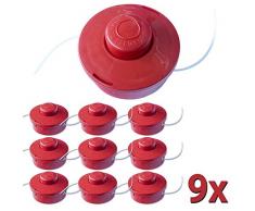 Nemaxx 9X FS2 Fadenspule mit Tippautomatik Doppelfadenkopf Fadenkopf Mähkopf Mähfaden Nylonschnurrolle Grasschneider Zubehör Ersatz Spule für Benzin Motorsense - Rot